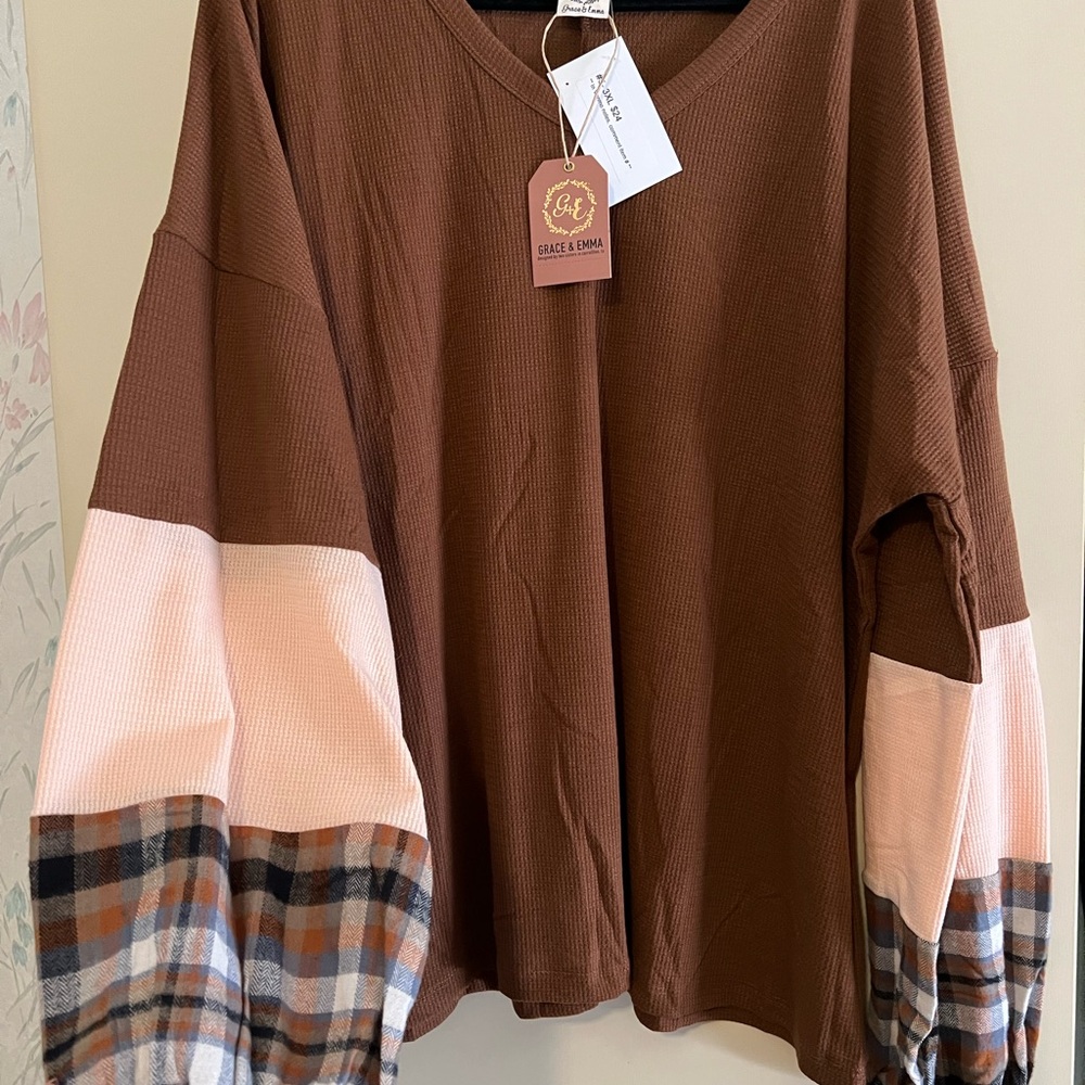 COPY - Grace & Emma Brown Colorblock Sweater